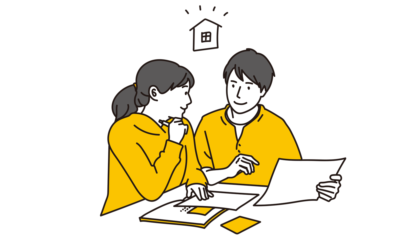 悩みが解決した男女のイラスト